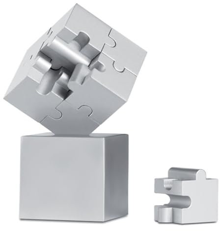 Magnetisches Dreidimensionales Puzzle Zauberwürfel 8 x 4 cm Gadget für den Schreibtisch Briefbeschwerer Dekoration und Büro matt satiniertes Metall