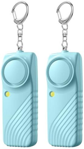 Lancoon 2 Pack Sicher Sound Personal Alarme Selbstverteidigung 130dB laut mit LED-Taschenlampe Außenbereich Notfall Sicherheitsalarm für Frauen Kinder Ältere Menschen Männer Tragbar Blau