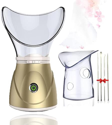 Apstour FS 60 Sauna facciale, vaporizzatore facciale per la cura cosmetica del viso, apre i pori e idrata, vapore benefico, adatto anche per aromaterapia e inalazione (Gold)