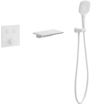 Duschthermostat Wasserhahn Dusche Weiß Badewannenarmatur Unterputz mit Handbrause