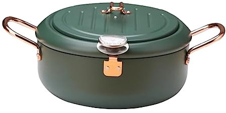 Cabilock 1 Pc Sartén Olla con colador freidoras freidora de Estufa vacío Tanque ollas sartenes antiadherentes cacerolas de Cocina freidora Antiadherente Olla freidora Acero Carbono Green
