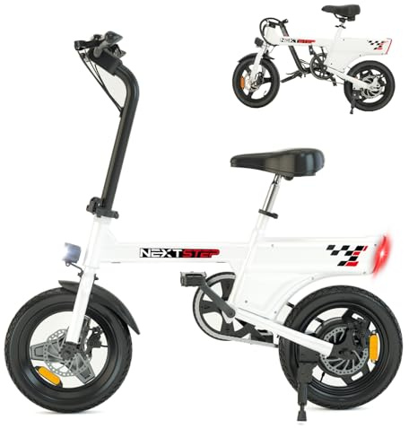 RAOO MIN E Bike, e Bike Herren und Damen Fahrrad tragbar City-Pendler, Elektrofahrrad Max. 25 km/h, 250W Motor, 30-45km Reichweite, 3 Fahrmodi, Scheibenbremsen, LCD-Display. (weiß)