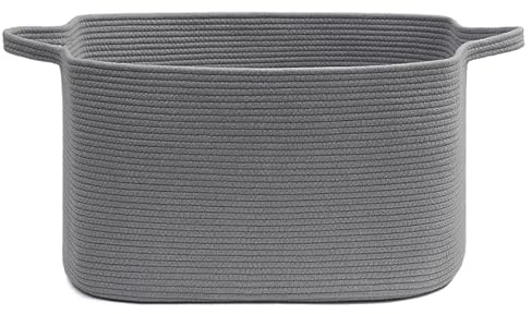 Meision Cesto portabiancheria da 63 l, per bambini, giocattolo con manici rinforzati, non facilmente deformabile e impilabile, cestello intrecciato in corda di cotone per cameretta dei bambini, cucina