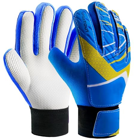 Kioiner Torwarthandschuhe Kinder, Torwarthandschuhe mit Klettverschluss, Bequeme und Atmungsaktive Fußballhandschuhe, Fussballhandschuhe Kinder Schützen Finger und Handgelenke, Größe 7