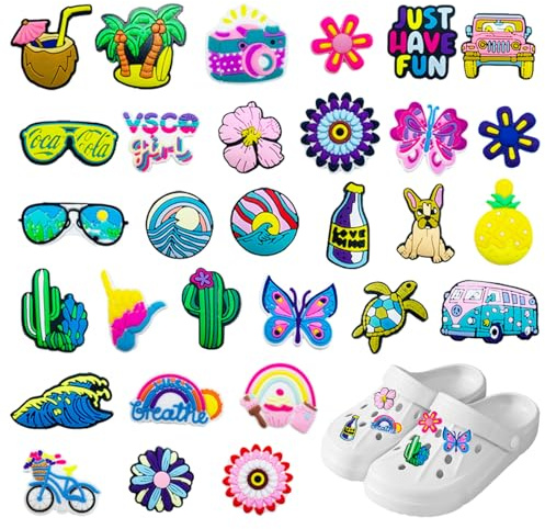 30 Stück Cartoon Schuhdekorationen, PVC Shoe Charms, Schuhanstecker Schuh Charms, DIY Schuhanstecker Schuhanhänger, Crocs Anstecker Schuhcharm für Clogs DIY Dekorationen, Kinderpartys Geschenk