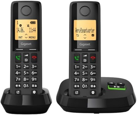 Gigaset Pure 320A Duo - Schnurloses DECT-Telefon mit Anrufbeantworter - mit Call-Block-Taste und Freisprechfunktion - 100 Kontakten, schwarz [Kompatibel in DE, IT, FR, NL, BE, Che, AUT]