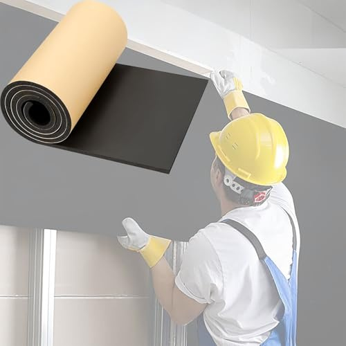 HDYZJQ Panneaux De Mousse Insonorisants pour Murs/sols, Tapis Acoustique Anti-Vibrations Autocollant pour Appartement/Salle De Bain/Salon, Découpe(1x6m (3.3x19.7ft))