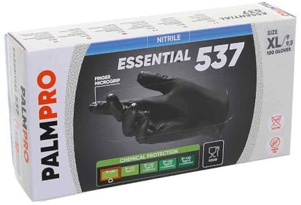 PALMPRO 1000 guanti in Nitrile Neri XL senza polvere,senza lattice,ipoallergici, 10 box da 100 guanti monouso per Estetisti,Tatuatori,Ambiti Alimentari,Ambiti Medici