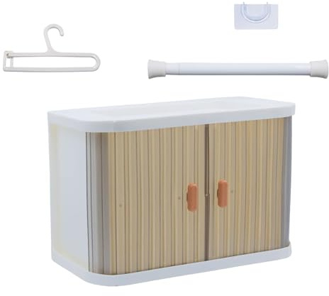 Oxtxuzdm Faltbare Puppenschrank-Aufbewahrungsbox, erweiterbar, stapelbares Design, inklusive 10 Kleiderbügeln und Zubehör für Figuren-Garderoben-Organizer