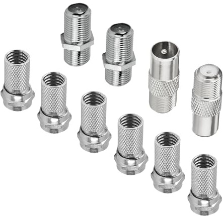 F Plug Connectors Waterproof Micro Screw/Twist,aerial connectors,pack of 10 | satellite cable connectors,coaxial cable connectors for Satellite TV, Satellite cable(silver)