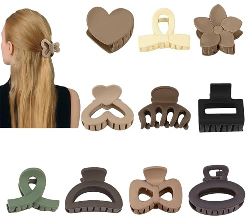 Muorruo 10er-Pack Mini-Haarspangen, 4 cm, kleine Krallenspangen für Damen und Mädchen, 10 verschiedene Designs, rutschfeste, matte Haaraccessoires, Haarklammern, rutschfeste Clips