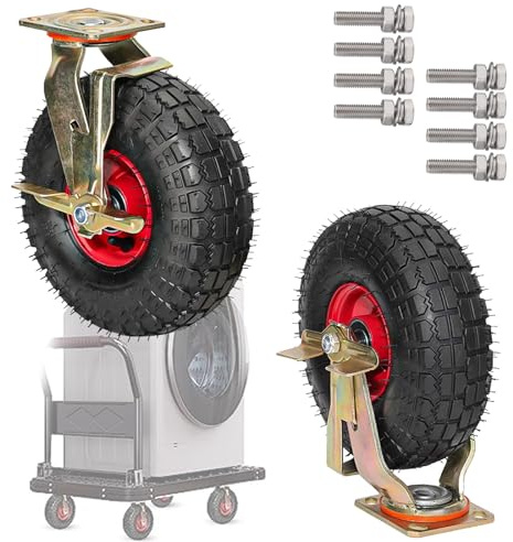 Lenkrolle, 8-10 Zoll Luftbereifte Lenkrollen mit Bremse, 6 Stück(Brakes,25cm/10in)