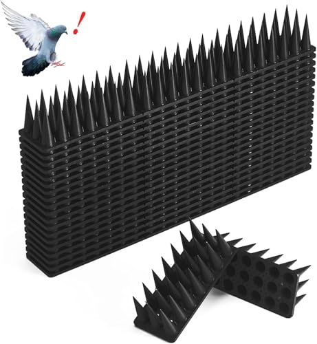 CIIC Pinchos Antipalomas 5.7 Metros, Repelente Palomas Plástico, 20Pcs Pinchos Anti Palomas Anti Gatos, Ahuyentador Pájaros Control para Balcon Terraza Ventana Cercas - Negro