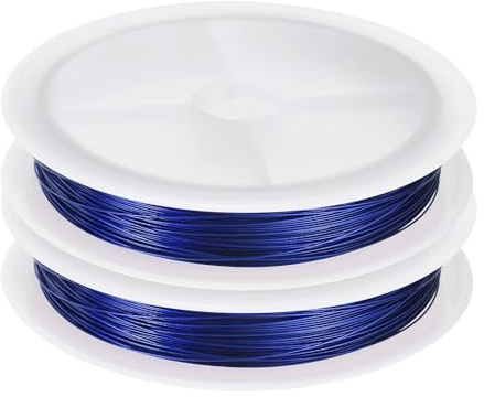QUARKZMAN 2 Piezas De Alambre De 82 Pies De Longitud Calibre 28 Azul | De Acero Inoxidable, Alambre Para Joyería Resistente Al Deslustre, Para Suministros De Fabricación De Joyería Artesanía