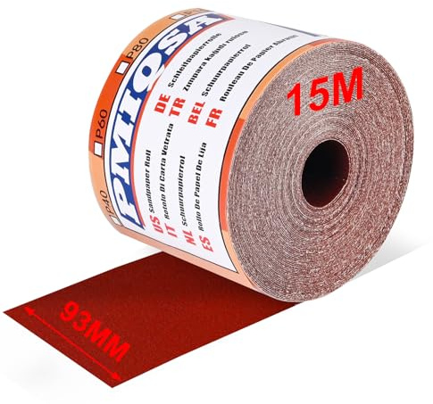 PMIQSA Rollo De Papel De Lija Grano 800, 93 Mm X 15 M, Papel De Lija De óXido De Aluminio Para Lijar, Pulir Y Eliminar El óXido