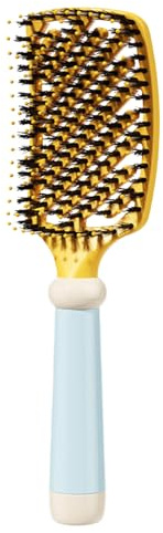 Cepillo de Cerda Natural | Cepillo de Masaje Suavizante y Desenredante para el Pelo,Peinado con Cerdas Naturales - Para Cardado Estilizado de Rizados Cepillado Viaje Salón Peluquería Hogar Dormitorio