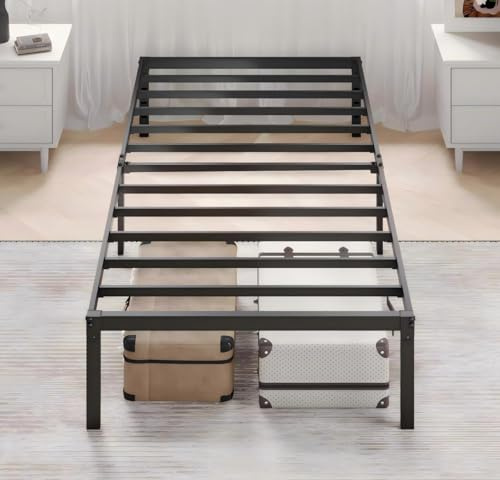 MUTICOR Metallbett 90x200 cm mit Stauraum, modernes Design, Schwarz | 32 cm Stauraum, Stabile Metallkonstruktion, Kopfteil-Montage, Geräuscharm, Einfache Montage