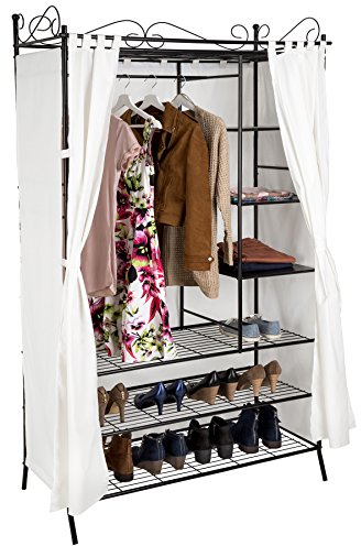 TecTake Metall Garderobenschrank mit Vorhang Kleiderschrank Kleiderständer (BxHxT): 112 x 207 x 57 cm
