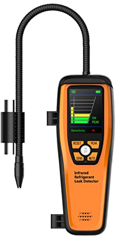 Elitech Detector de fugas de refrigerante HVAC de 10 años de vida del sensor infrarrojo, detector de freón halógeno, detección de aire acondicionado, buscador de gas automotriz, ILD-200
