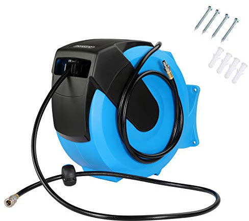 MONZANA® 30 Metre Retractable Air Compressor Hose Reel - 30m Airline for Sand Blasters, Air Compressor Accessories and Tools, Automatic Retractable Hose Reel Wall Mounted