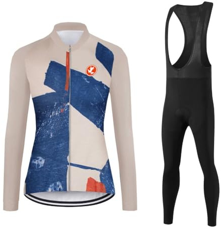 UGLY FROG Radsport Anzüge für Damen Radtrikot Set Langarm Fahrradjacke und Lange Radhose Winter Fahrradbekleidung Outdoor