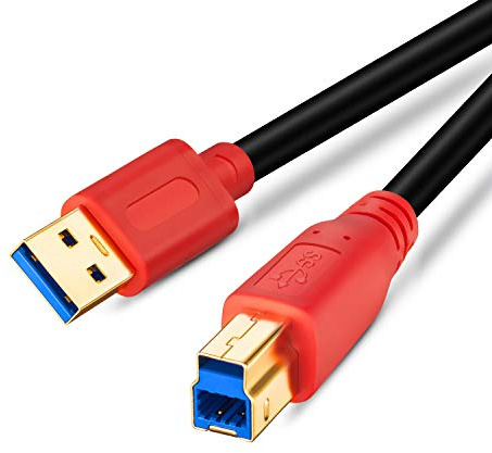TanQY USB 3.0 A to B Male Cable (0.5M/1.5Ft, Red) - Compatible with Hard Disk Drive, Printers, Scanner, USB Hub, Monitor and More