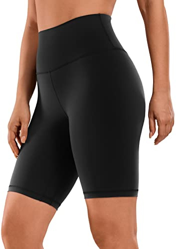 CRZ YOGA Naked Feeling Damen Radlerhose Blickdicht Hohe Taille Kurze Sporthose Yoga Sommer Shorts für Gym Sport - 20cm Schwarz 40