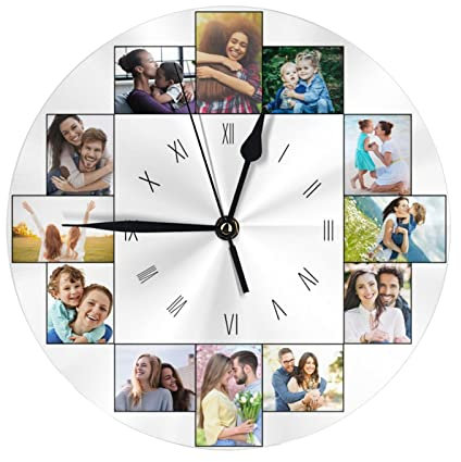 Naispanda Reloj de Pared Personalizado, Reloj Personalizado con Texto con Foto, Reloj Personalizado Familia Madre Padre Cumpleaños Boda Día de San Valentín Navidad Cumpleaños Regalo de Boda