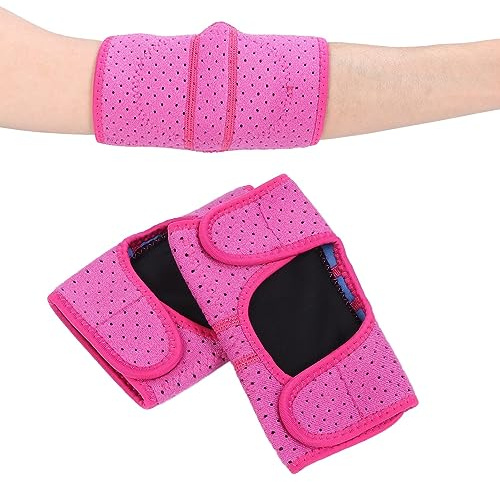 Agatige 2pcs Kids Elbow Brace Arm Sleeve, Soft Children Elbow Protective Pads Thick Sponge Support Brace Splint Adjustable Stabilizer for Dancing, Cycling(Rose Red)