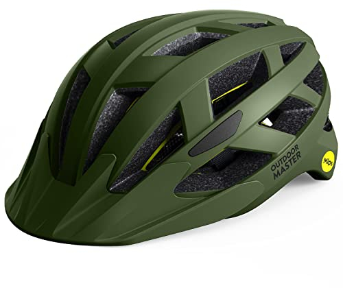 OutdoorMaster MIPS Fahrradhelm - Zwei herausnehmbare Innenfutter & Belüftung in Multi-Environment - Fahrradhelm in Mountain, Autobahn für Jugendliche & Erwachsene (Palmengrün, 59-61CM)