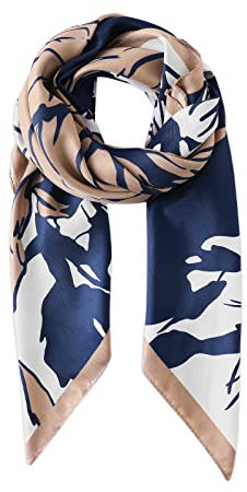 LumiSyne Seidenschal Damen Quadratischer Schal 90x90cm Bunten Colour Blocking Künstlerisch Rose Blumen Leicht Seidentuch Kopftuch Halstuch Dekorative Bandana Haarschal