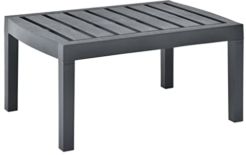 Makastle Garten Couchtisch Witterungsbeständig Gartentisch Beistelltisch Balkontisch Teetisch Terrassentisch Loungetisch Gartenmöbel, Anthrazit 78x55x38 cm Kunststoff