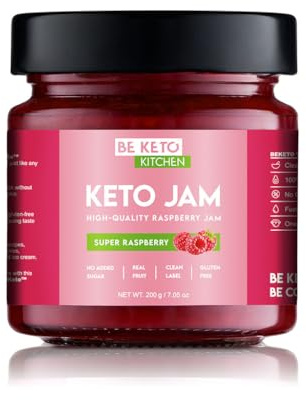 BeKeto Keto Mermelada – Super Frambuesa 200g Mermelada apta para Keto baja en carbohidratos, vegana, sin gluten, natural y completamente libre de azúcar.