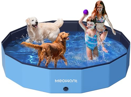 Meowant Foldable Dog Pools for Large Dogs, Hard Plastic Kiddie Swimming Pools, Collapsible Dog Pet Bath Pool, Portable Kids Pool for Extra Large Dogs (XXL-71'' × 12'')