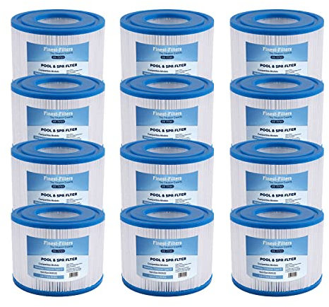 Finest-Filters Hot Tub Spa Water Filter Cartridges Compatible For Lay-Z-Spa, SaluSpa 90352E, Intex Type VI, Bestway (12 Pack of Replacement Hot Tub Water Filter Cartridges)