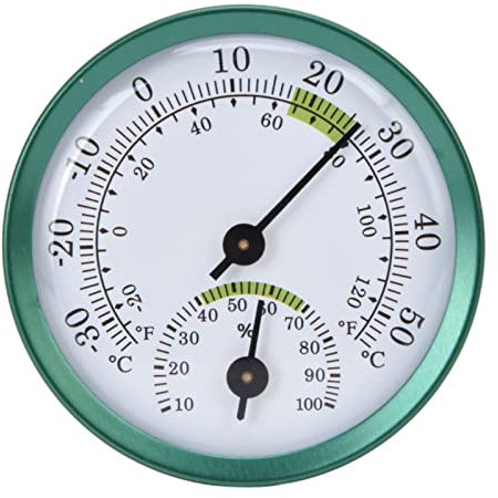 Leftwei Termómetro Higrómetro para Interiores y Exteriores, Termómetro Colgante de Pared, Verde, No Requiere Batería