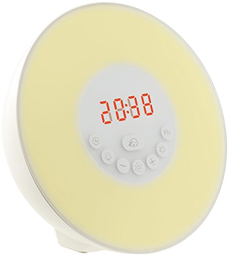 auvisio LED Radiowecker: Wake-up-Licht-Radio-Wecker m. Sonnenaufgang (Versandrückläufer) (Nachttischlampe mit Radiowecker, Licht, Stimmungslicht)