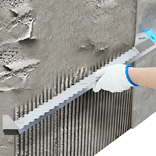 Mxmoonfree Tile Tools Wall Tile Leveling Tool Wall Tile Trowel 2/5 x 2/5 Square Notch Trowel 24in, Perfect for Large Wall Tiles Tiling Masonry Hand Trowel