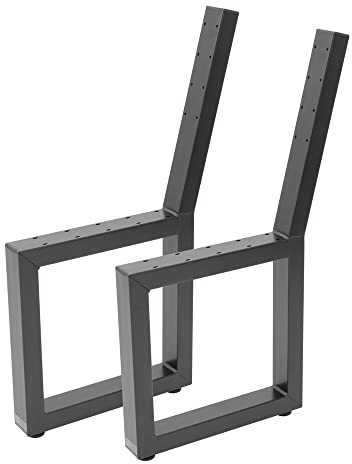 Bankgestell Sitzbank Bank Stuhl Esstisch Sitzecke Metall DIY Gestell Gartenbank (2er-Set, Schwarz matt RAL 9005)
