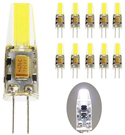 Mengjay 10 Stück 2.5W G4 COB LED Lampen Ersetzt 25W Halogenlampen G4 LED Birnen 210LM Kaltweiß AC/DC 12V LED Leuchtmittel 6000K