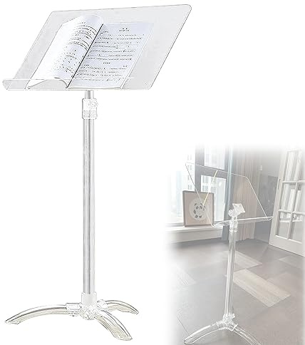 WORDFUN Notenständer Tragbar, Notenpult Acryl Transparent, Orchester-Notenpult Stabilisieren, Notenbuchständer, Notenablage Höhenverstellbar 91-141cm, Notenhalter, Schön Und Langlebig