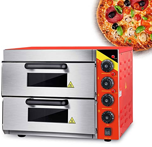 Macchina Commerciale, Forno Elettrico, Forno Tostapane per Pizza a Doppio Strato da Appoggio con Timer da 120 Minuti, Temperatura Regolabile da 0 a 350 °C, Forno Commerciale per Co