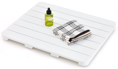 Multigot Bath Mat, HIPS Multipurpose Raised Shower Mat, Waterproof Slatted Floor Mat Non-slip Feet Duck Board for Bathroom Bathtub Poolside (60 x 48 x 4.5cm, White)