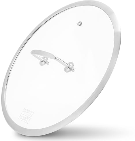 Moritz & Moritz Universal Glasdeckel 30cm für Pfannen & Töpfe - Hitzebeständig - Spülmaschinengeeignet - Universal Pfannendeckel 30 cm - Edelstahl - mit Dampfventil - Deckel für Pfanne und Topf