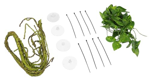 DOITOOL 2sätze Reptilien Klettervines Flexible Pu Dekoration Für Terrarien Für Eidechsen Bartagame Und Iguanen Biegsam Und Stabil Mit Saugnäpfen Und Kabelbindern Grüner Look Für