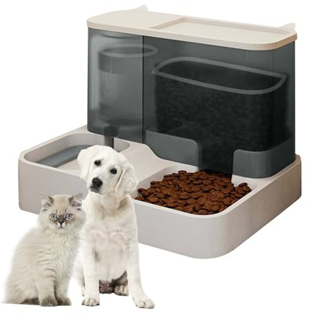 PETCUTE Comedero y Bebedero para Mascotas 2 en 1,Dispensador Automático de Alimentos para Perros,Dispensador Automático de Agua para Gatos,Dispensador de Agua y Alimentos,Lavable