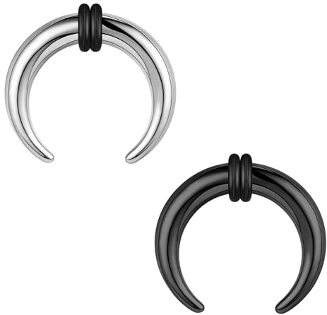 ZS 2 Stück Pincher Tapers Septumringe, 2G 4G 6G 8G 10G 14G 16G Buffalo Horseshoe Stretcher Expander Piercing Nasen Ohr Messgeräten Für Damen Herren (8g, 12mm)