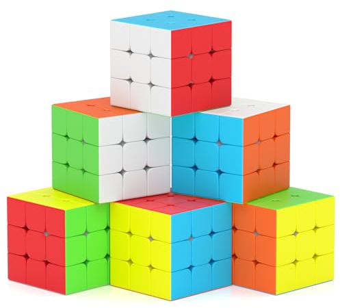 ROXENDA Zauberwürfel Set, Speed Cube Set [6er Pack]- Einfaches Drehen & Glatt Spielen, Super Geschenk IQ-Spiele für Kinder (Stickerless)