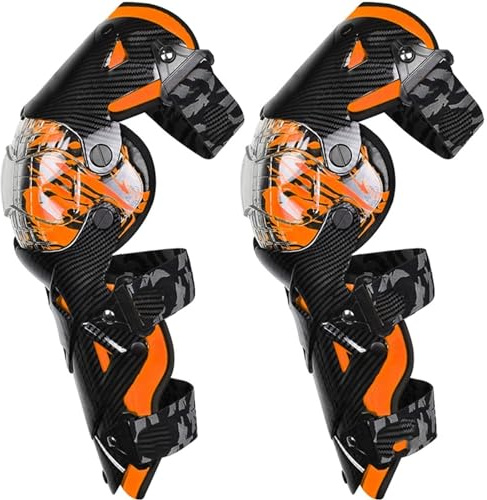 Yoeoefuo Knieschoner Motorrad Herren Knieschützer Knieschutz Universal ATV Mountainbike Knieschienerschütze Winter Knie-Schienbeinschoner Protektor-Set Für Erwachsene (Color : Orange)