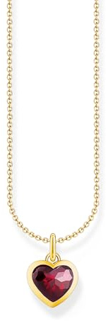 THOMAS SABO Kette mit dunkelrotem Herz-Anhänger vergoldetes Silber KE2268-414-10